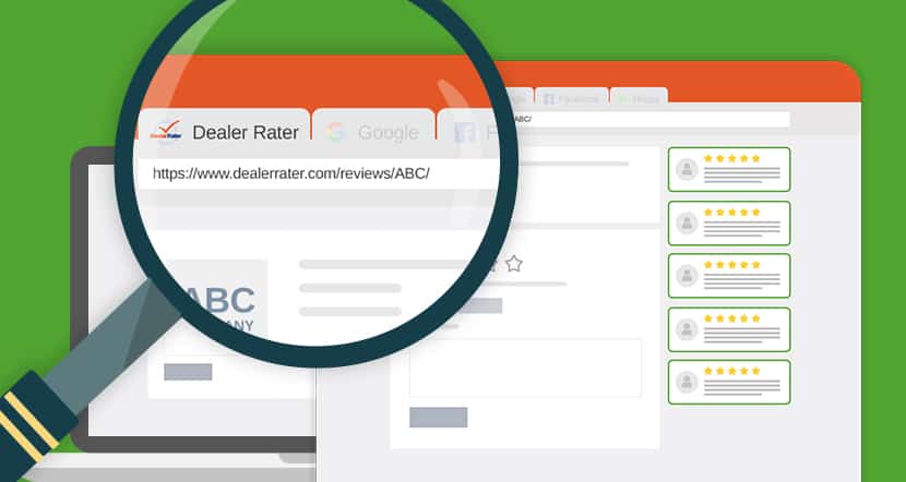 Dealer Rater leave review header